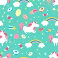 Unicorn character set. Cute magic collection with unicorn, rainbow, heart ,fairy wings and balloon. Catroon style vector Royalty Free Stock Photo