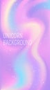 Unicorn color gradient with glitter. Fantasy pastel ombre vector background with bokeh. Liquid candy cotton abstract