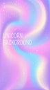 Unicorn color gradient with glitter. Fantasy pastel ombre vector background with bokeh. Liquid candy cotton abstract