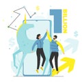 Unicorn company or unicorn startup, successful business, venture capital industry, vector illustration. Royalty Free Stock Photo