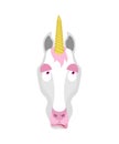 Unicorn confused emoji oops. Magic horse perplexed emotions. Fairy Beast surprise. Vector illustration