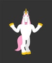 Unicorn confused oops. Magic horse perplexed emotions. Fairy Beast surprise. Vector illustration