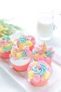 Unicorn cupcake frosting with butter cream.