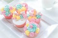 Unicorn cupcake frosting with butter cream.