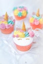 Unicorn cupcake frosting with butter cream.