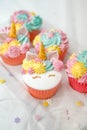 Unicorn cupcake frosting.