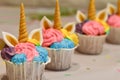 Unicorn cupcakes for a party Royalty Free Stock Photo