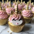 Unicorn cupcakes for a party. Generative ai