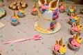 Unicorn cupcakes for a party Royalty Free Stock Photo