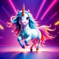 Unicorn. cute, lofty 3d character, unicorn galloping at full speed Royalty Free Stock Photo