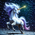 Unicorn. cute, lofty 3d character, unicorn galloping at full speed Royalty Free Stock Photo
