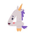 Unicorn Cute Number Four or Numeral with Smiling Face and Twisted Horn Vector Illustration