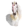 Unicorn digital art illustration isolated on white background. Legendary ancient mythological crature, fairy-tale