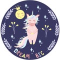 Unicorn dreams - vector illustration, eps