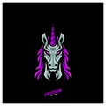 Unicorn Esport gaming mascot logo template Vector. Modern Head Unicorn Logo Vector