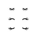 Unicorn eyelashes. Cartoon animal eyes icon set. Closed eyes. Royalty Free Stock Photo