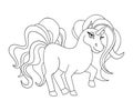 Unicorn. Fabulous character. Outline drawing for childrens drawing. Black and white illustration, vector cartoon design