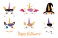 Unicorn face Halloween decoration set Royalty Free Stock Photo