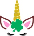 Unicorn Face, Unicorn Horn, Shamrock,St Patrick`s Day, Unicorn Ãâ¢yelashes