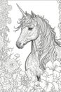 Unicorn and fantastic vintage flowers image generative AI