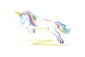 Unicorn fantasy horse with a horn colorful logo vector