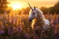 a unicorn in a field of flowers
