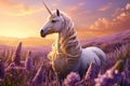 a unicorn in a field of lavender