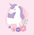 Unicorn flowers fantasy magic dream cute label