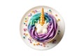 Unicorn Frappuccino On White Plate, On White Background