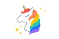 Unicorn. Fun Sticker. Colorful fun sticker - head unicorn