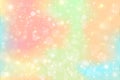 Unicorn galaxy fantasy background with stars sparkles and bokeh. Pastel magic sky. Cute princess wallpaper. Vector Royalty Free Stock Photo