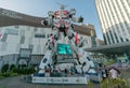 Unicorn Gundam statue life size standing front of Diver city plaza Tokyo in Odaiba