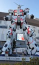 Unicorn Gundam statue life size standing front of Diver city plaza Tokyo in Odaiba