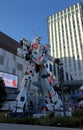 Unicorn Gundam statue life size standing front of Diver city plaza Tokyo in Odaiba