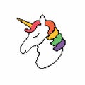 Unicorn head. Pixel art game Royalty Free Stock Photo