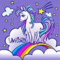 Unicorn head portrait illustration. Magic fantasy horse