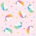 Unicorn head seamless pattern colorful on pink background