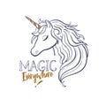 Unicorn head silhouette vector 3 Royalty Free Stock Photo