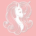 Unicorn head. Template for laser cutting. Vector Royalty Free Stock Photo