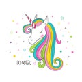 Unicorn head. Vector illustration for clothing