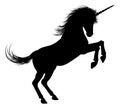 Unicorn on Hind Legs Silhouette Royalty Free Stock Photo