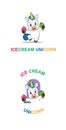 Unicorn Hold Ice Cream Mascot Logo