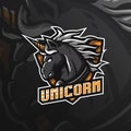 Unicorn horse vector mascot logo design with modern illustration concept style for badge, emblem and tshirt printing. angry Royalty Free Stock Photo