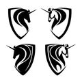 Unicorn horses heraldic vector design set Royalty Free Stock Photo