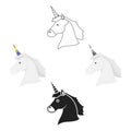 Unicorn icon cartoon,black. Single gay icon from the big minority, homosexual cartoon,black.