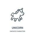 unicorn icon vector from fantastic characters collection. Thin line unicorn outline icon vector illustration