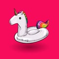 Unicorn inflatable pool float. Vector illustration.