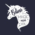 Unicorn inspirational head silhouette