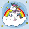 unicorn jumping on a cloud