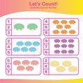 Count and Match Colourful Donuts Game for kids. Preschool counting game.